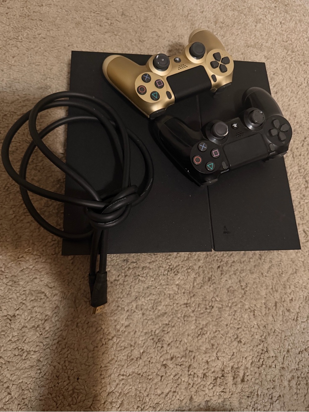 Sony PlayStation 4 Slim Console with Black and Gold DualShock Controllers